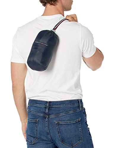 Tommy Hilfiger Men's Lightweight Water Resistant Packable Down Puffer Jacket (Standard and Big & Tall), Midnight/White/red, 2X Big4