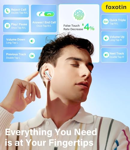 Image of TWS Wireless Earbuds Bluetooth 5.3 Headphones (48H Playback) Built in Mic with LED Display Charging Case, IP7 Waterproof Earphone for iPhone Andriod Phones Laptop Sports Workout (Pearl)