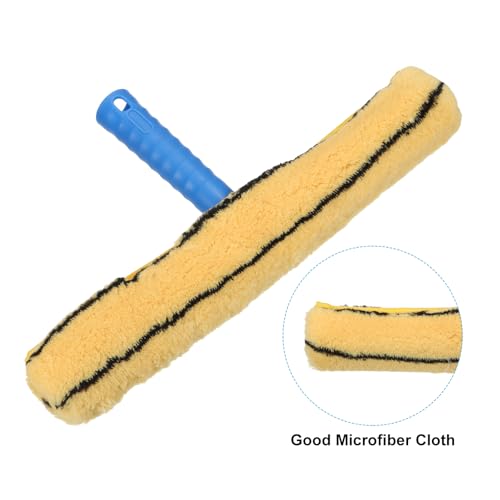 Image of MECCANIXITY Microfiber Scrubber Cleaning Tool with Blue Handle for Window Glass Marble Wall Home Bathroom, Yellow