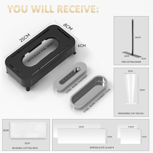 Tischkamin Ethanol Für Indoor, Sentasi Upgrade Kamin Mit 4-Seitigem Glas, Bioethanol Mit Lagerfeueratmosphäre, Gemütliche Atmosphäre Tischfeuer,Tisch Feuerstelle (Schwarz)