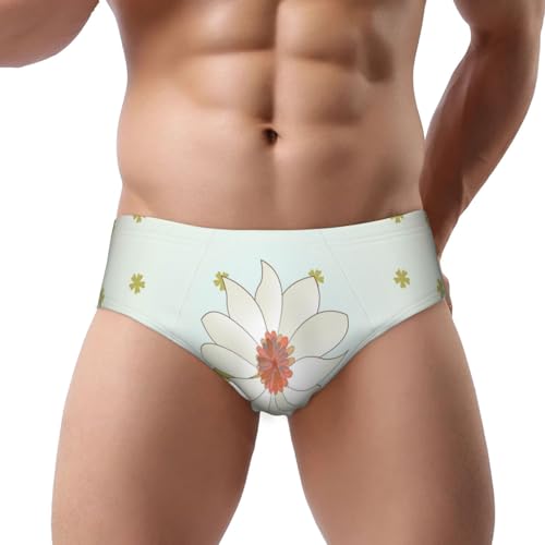 Mens Bikini Swimwear Sports Triangle Swim Briefs - Camellia in Bloom Print Bathing Suit Sexy Swimsuit Underwear Small Black