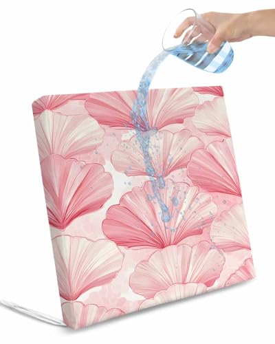 2 Pack Shell Pink Coastal Waterproof Cushion Covers with Ties, Outdoor Patio Chaise Lounge Chair Seat Cushion Slip Covers Replacement(Only Cover) Summer Ocean Beach Nautical 24