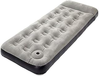 Hi-Gear Deluxe Single Air Bed with Built-in Foot Pump and Raised Pillow, Single Air Mattress, Single Inflatable Bed, Ideal for Camping and Festivals, Camping Equipment, White, One Size