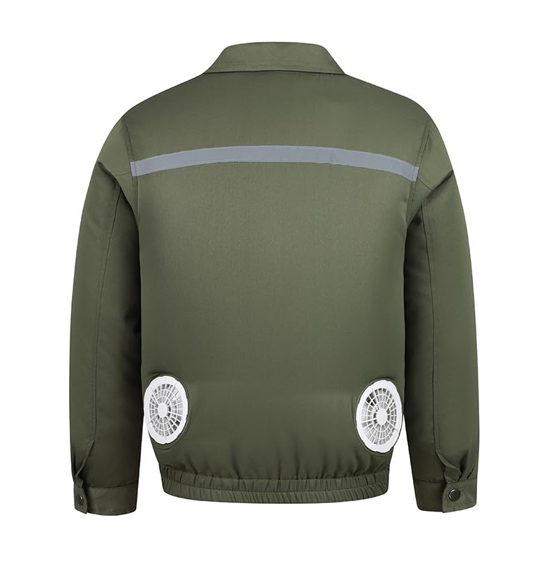 Work Uniform Jacket with Cooling Fans, Reflective Strip, Multiple Pockets, Available in Camo, Navy, Gray, Green2