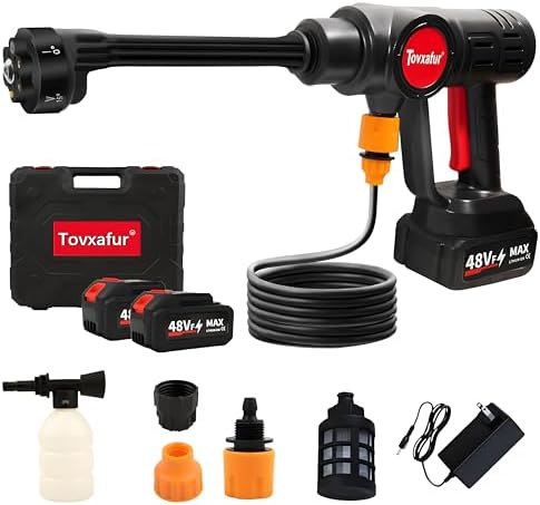 Cordless Pressure Washer,40000mAh Battery Powered Pressure Washer with 2 4.0Ah Batteries,990 PSI Portable Handheld Electric Power Washer with 6-in-1 Nozzle for Car Floor Garden Fence Wall Cleaning