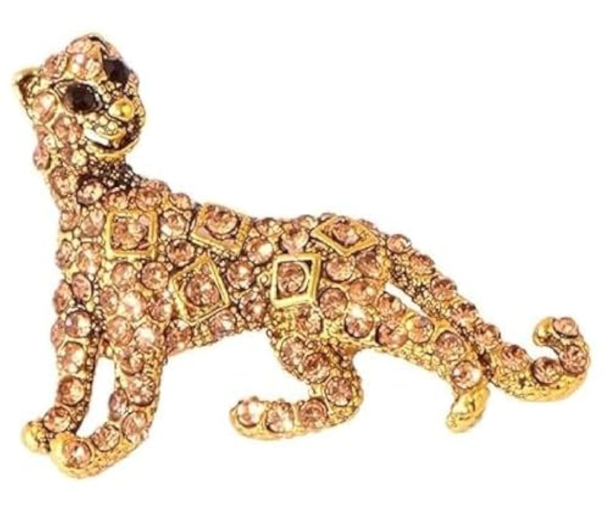 Gold Crystal Leopard Brooch Pin for Men and Women