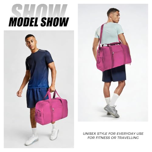 Image of Searock 45L Gym Bag for Men & Women with Shoe Compartment | 21 inch Large Duffle Bag for Travel, Sports, Fitness & Workout, Rose Pink