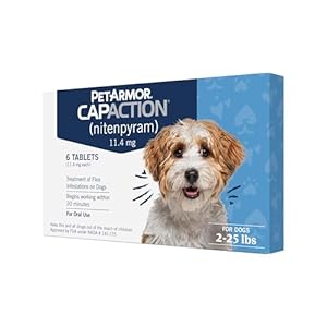 PetArmor CAPACTION (nitenpyram) Oral Flea Treatment for Dogs, Fast Acting Tablets Start Killing Fleas in 30 Minutes, Dogs 2-25 lbs, 6 Doses