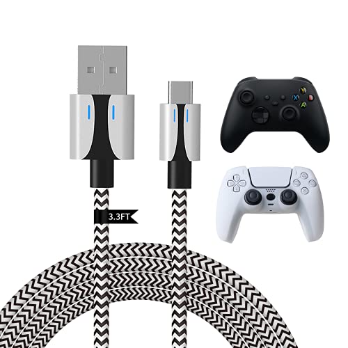 SOUND FOX USB A to USB C Cable, 3.3ft Nylon Braided USB C Charger Cord,Type C Charger Cable Sync Data Transmission for PS5 PS4 Xbox Series X S Switch Pro Lite Controller,Android Phone