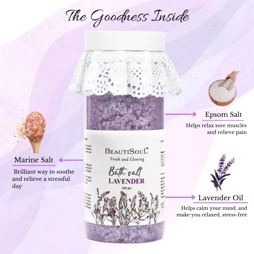 Beautisoul Lavender Bath Salt and Foot Soak | Epsom Salt for Foot Spa, Relaxing & Muscle Pain | Bath soak and Foot Soak for Relaxation and Stress Relief | Valentines Gift for... - Image 3