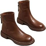 [qiukala] ブーツ レディース ショートブーツ 革靴 厚底 4cmUP クッション ローヒール チャンキーヒール 後ろジッパー 軽量 撥水 柔かい 外反母趾を改善 歩きやすい 快適 履きやすい 美脚 安定感 大きいサイズ 通勤 秋 冬用