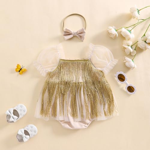 Baby Girls Clothes Infant Tulle Romper Short Sleeve Ruffle Bodysuits Baby Girl Outfit Infant Dress 0-24M3