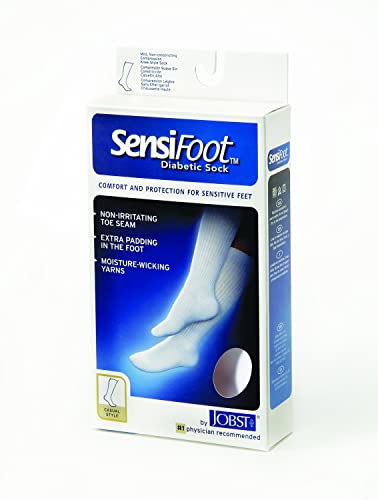 Image of JOBST SensiFoot Diabetic Compression Socks 8-15 mmHg Crew Closed Toe Black Small