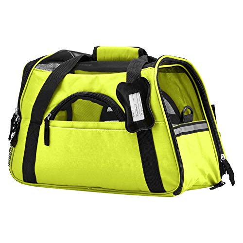 Paws & Pals Airline Approved Pet Carrier - Soft-Sided Carriers for Small Medium Cats and Dogs Air-Plane Travel On-Board Under Seat Carrying Bag with Fleece Bolster Bed for Kitten Cat Puppy Dog Taxi