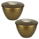 40 fl oz Pudding Mold and Lid Gold Colored Reusable Food Safe Plastic Steam Pudding Bowls (2 pack)