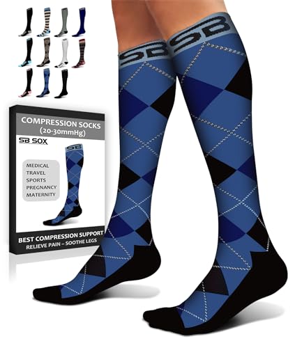 Image of SB SOX Compression Socks for Men & Women (20-30mmHg) - Best Compression Socks for Travel, Medical, Sports, Wide Calf Fit, and Daily Wear