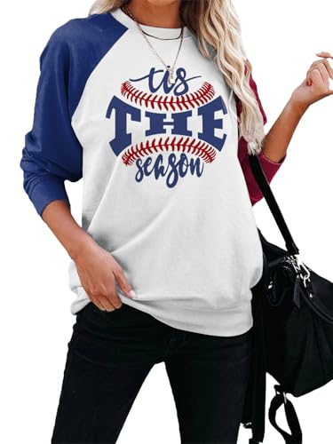 Womens Raglan Sleeve Shirt Pullover Tops, Soft Loose Casual Crewneck Gift Sweatshirt for Women