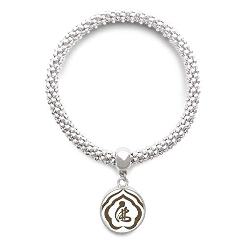 Bracelet bouddhisme antistress : un pendentif rond argenté pour retrouver votre calme