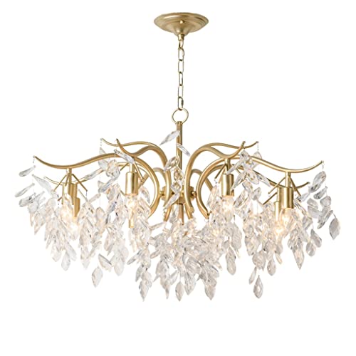 Lustre en cristal doré pour salon et salle à manger chic