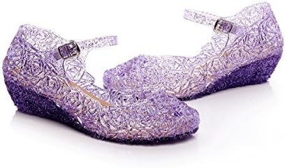 Jelly Sandal for Girls Princess Girls' Sparkle with LED Light Dress Up Cosplay Heel Jelly Shoes Size