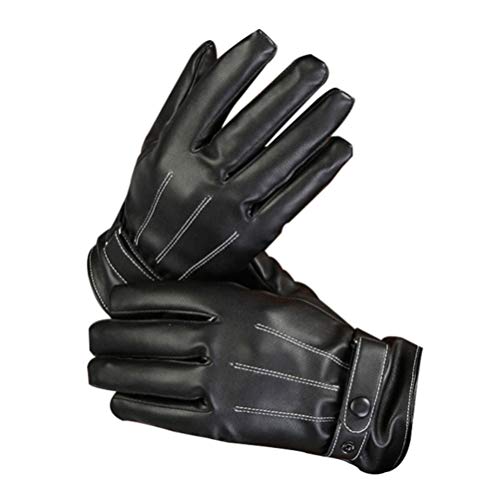 IMIKEYA Luvas de couro de inverno para inverno, luvas de couro de poliuretano para tela sensível ao