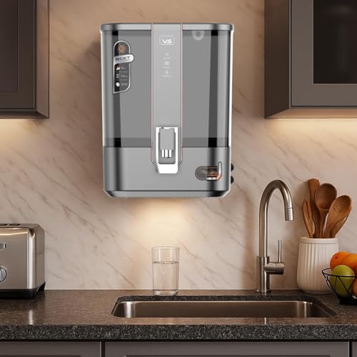 Image of Aqua V5 Zinc Copper Alkaline RO Water Purifier | 10 Liter Storage | RO + UV + UF + Zinc + Copper + Alkaline + TDS Control | 3000 TDS | Best For Home and Office (Mirror Black) (Grey)