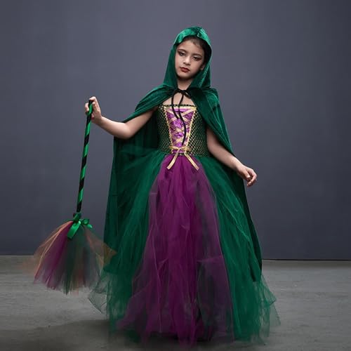 女の子用 魔女 衣装,女児用チュチュワンピース 付属品: 魔法のほうき＆ケープ - コスプレ衣装小物 パーティー・舞台衣装・仮装・テーマ撮影用 - 画像2