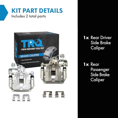 Image of TRQ Rear Driver and Passenger Side Brake Caliper Set Caliper Brackets Hardware Compatible with 13-16 Hyundai Elantra 11-12 Elantra GLS 11-12 Limited 13-14 Coupe