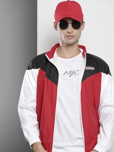 Image of The Indian Garage Co Men Regular Fit Colorblocked Wind Cheater