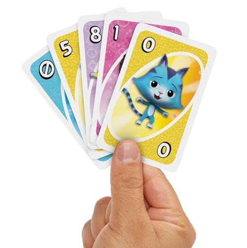 Mattel Games UNO Junior Jeu de Cartes Gabby et la Maison Magique pour Jouer Entre Enfants, Lors des soirées en Famille, en Vacances ou en Voyage, JLH17
