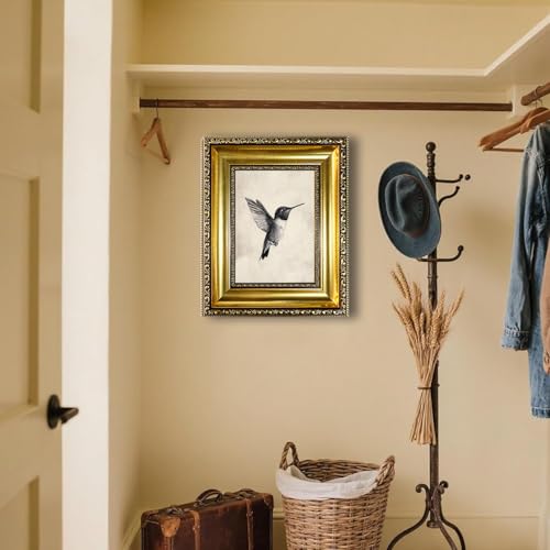 Vintage Gold Frame Hummingbird Canvas Wall Art 9X11in Ready to Hang — view 6