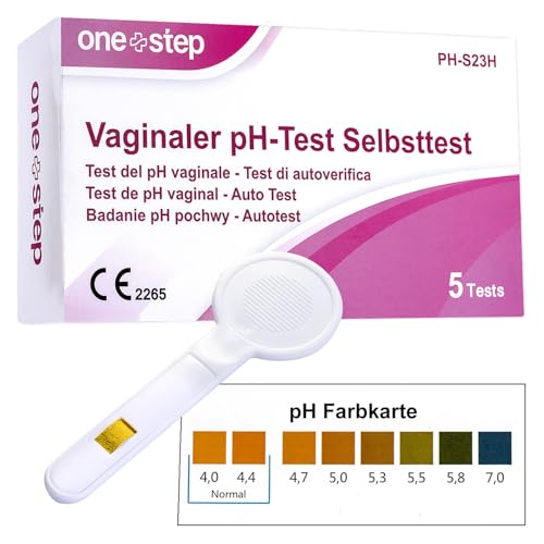 5 x One+Step vaginaler pH-Test I Zur Früherkennung bakterieller Infektionen I Schwangerschaftsvorsorge I Blasensprung I Bakterielle Vaginose I Mit zusätzlicher Farbkarte zum hygienischen Ablesen