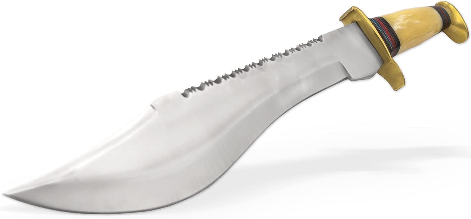Armory Replicas Crocodile Hunter Tactical Bowie Knife - 17.25 Inch Forged Full Tang Sawback Knife for Hunting & Sporting - Large Blade with Leather Sheath (Staghorn Grip)