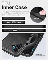 OCASE Hülle für iPhone 16 Handyhülle Premium PU Leder Stilvoll Graphit – Ansicht 5