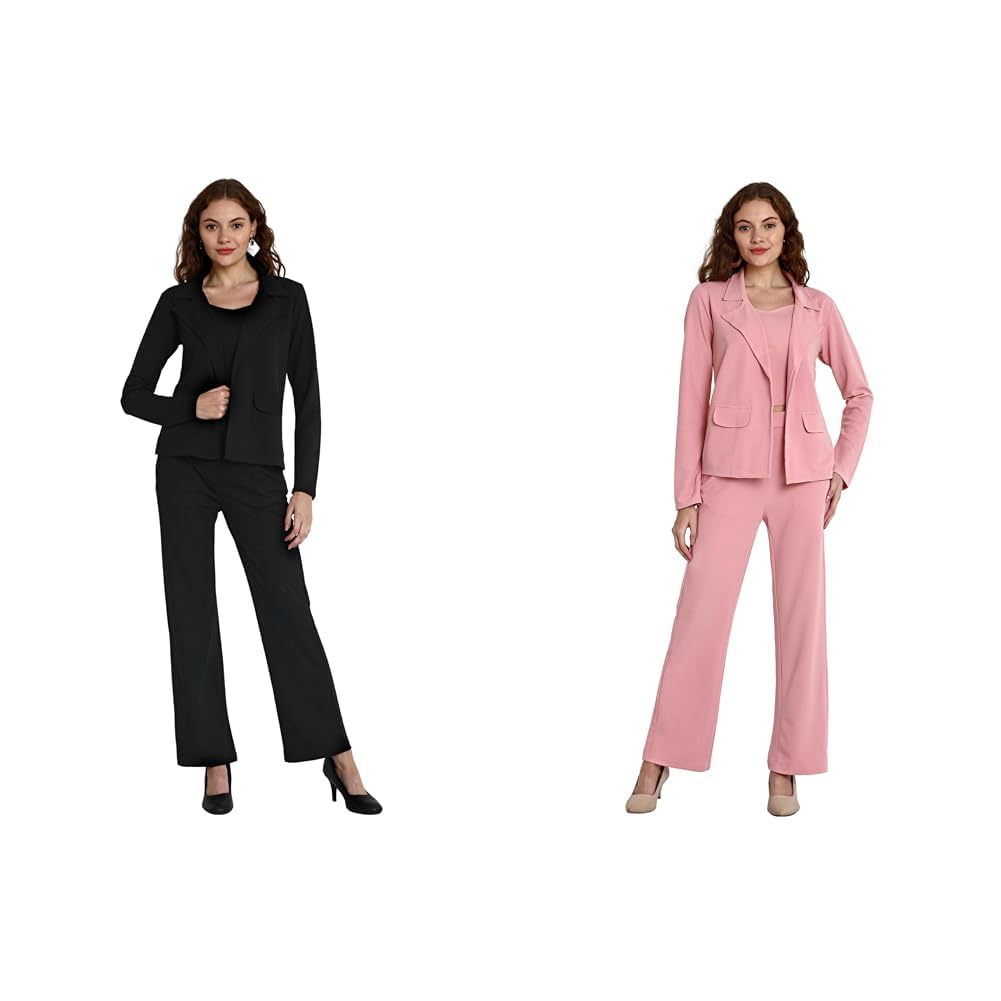 3-Piece Blazer Set for Women (M, Black) 3-Piece Blazer Set for Women (M, Pink)-image-35