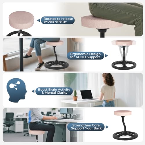 Image of ADHD Chair for Kids, Yoga Chairs for Adults, Wobble Stool Active Flexible Seating Desk Chair with Non-Slip Base and Washable Seat Cover for Stability, Balance, Yoga, Office, School, Classroom