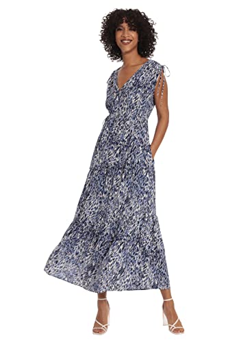 Image of Maggy London Women's Tiered Maxi with Shoulder and Waist Drawstring Details