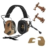EARMOR M32X PLUS Military Headset Electronic Earmuffs for Shooting with MIC, Nato TP120 & U-174 Connector and ARC Rail Helmet Adapters, Ear Muffs for Noise Reduction with 5X Sound Amplification
