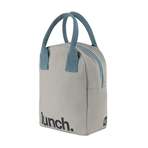 Fluf Zipper Lunch Bag | Reusable Canvas Lunch Box For Women, Men, Kids | Organic Cotton Meal Tote | (Grey Midnight) #TOP1