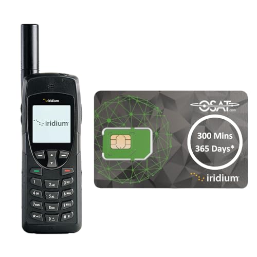 OSAT Teléfono satélite Iridium 9555 + SIM prepagada de 300 minutos | Validez de 365 días | Resistente, impermeable, habilitado para GPS | Cobertura global de voz y SMS para comunicación remota y de