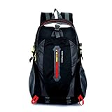 Mochila grande de camping de 55 l, ligera, para senderismo, senderismo, para hombres y mujeres, al aire libre, gran capacidad, bolsa de viaje de montañismo, negro, (Simple Black), 36-55L, Exteriores