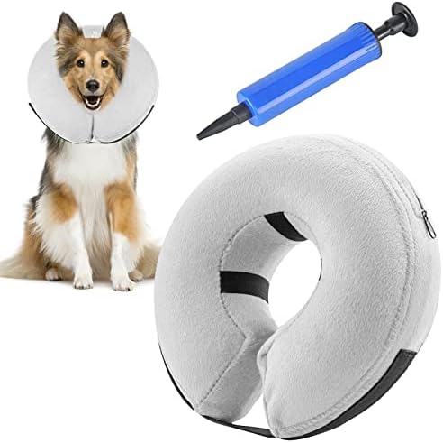 Collare Gonfiabile Per Cani - Confortevole E Regolabile Per Recupero Post-Operatorio E Ferite (Taglia L)