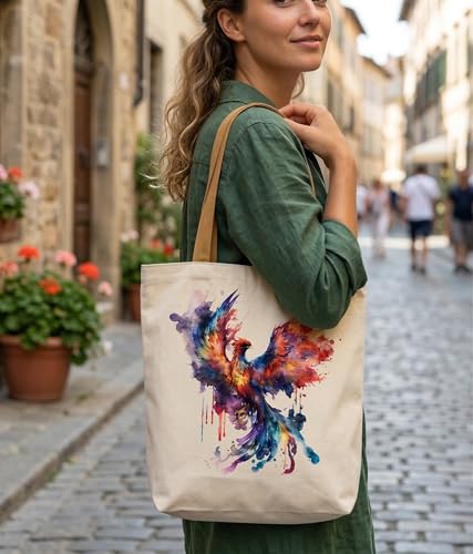 Image of Canvas Tote Bag with Zipper for Women| Inside Pocket | Cotton College Shoulder Bag | Stylish Travel Sling & Handbag for Daily Use | Cotton Canvas Fabric