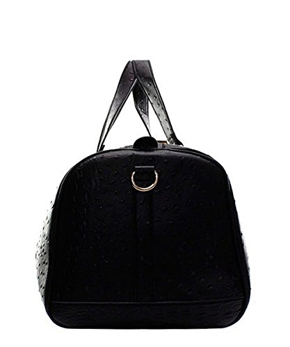 Ostrich Vegan Leather Large Carry On Duffel Bag Luggage Tag and Pouch3