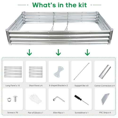 JERIA 6×3×1ft Raised Garden Bed with Support Rods,Galvanized Raised Garden Bed Kit Outdoor Metal Gardening Planter Box for Vegetable, Fruits, Flower by JERIA - Image 3