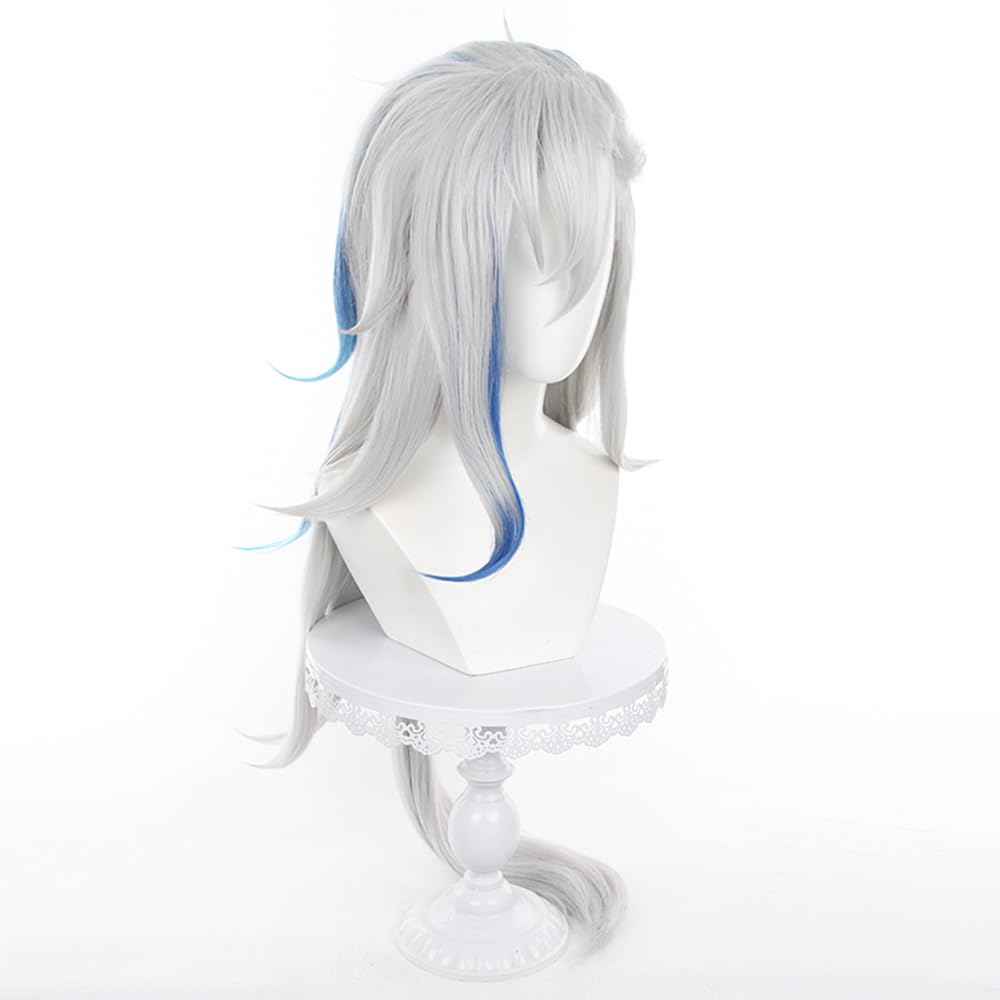 Platinum Fluffy Long Wig for Neuvillette Cosplay From Game Genshin Impact Synthetic Heat-Resistant Wig - Image 3