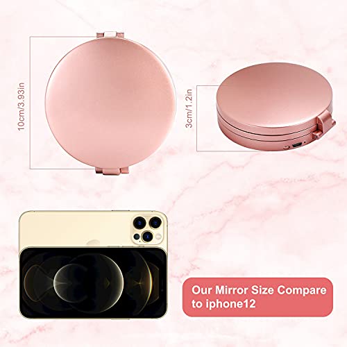 Miyadiva Led Compact Mirror With Lights And Magnification, Small 1X 5X 20X Travel Magnifying Mirror, 4" Pocket Mirror For Women, Portable, Dimmable, Beauty Gift #TOP5