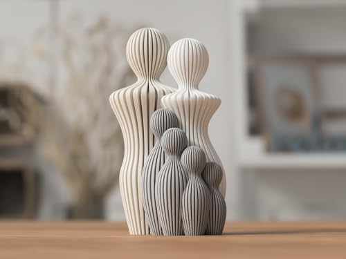 Generico - Generico Sculpture décorative moderne en PLA, figurines minimalistes, art contemporain pour la maison, décoration 3D imprimée, cadeau personnalisable (parents avec 4 enfants)