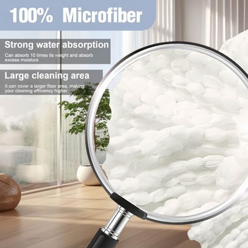 Miniatura 5 de Mango de trapeador giratorio de repuesto, trapeador de limpieza ajustable giratorio de 360, 2 varillas telescópicas de bloqueo reforzado + 3