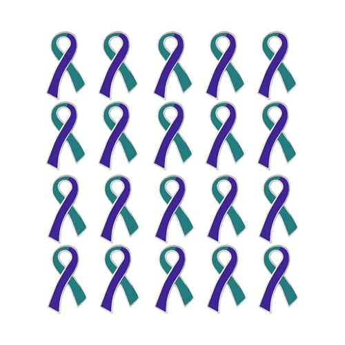 Image of Suicide Awareness and Prevention Pin - Bulk Packs - Variety Pack of Teal & Purple Ribbon Pin Perfect for Support Groups, Gift-Giving and Fundraising